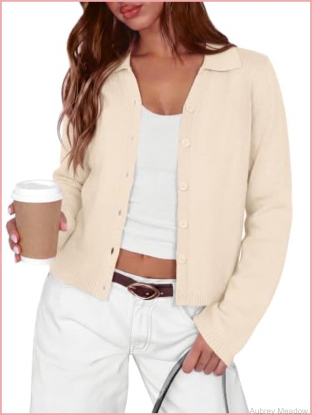 Womens Lightweight Button Down Cardigan Collared Neck Long Sleeve Knit Sweater